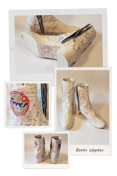 boots blanches zippées en papier Boots zippées