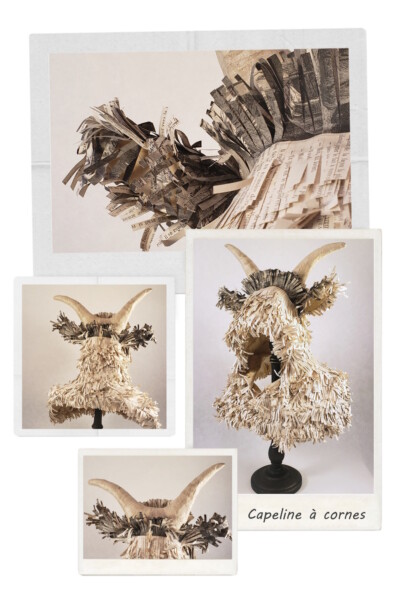 Capeline en papier d'un animal à cornes. Capeline à cornes en papier