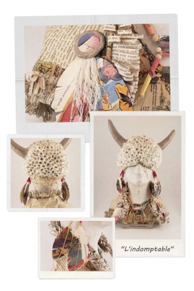 Buste en papier d'un Indien "L'indomptable" Buste d'un chef indien "L'indomptable"