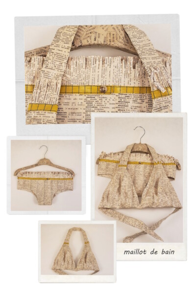 Un maillot de bain deux pièces sur cintre Maillot de bain en papier